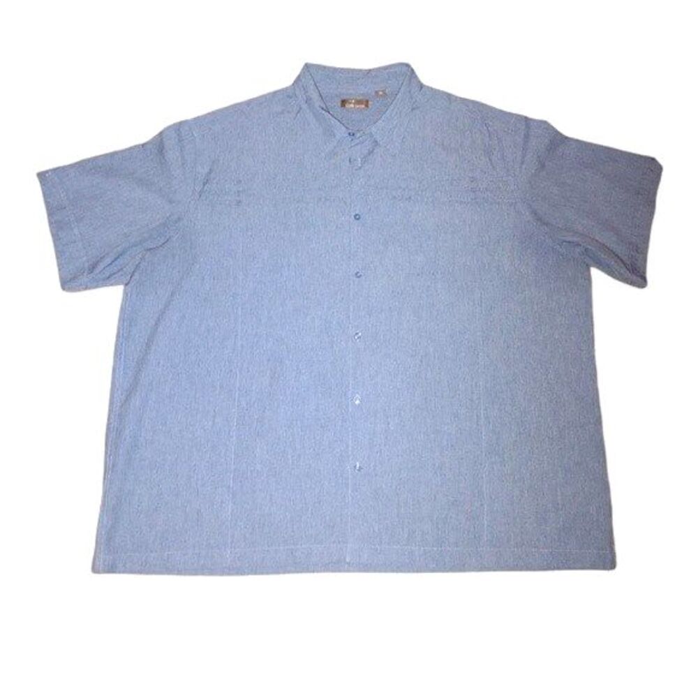 Cafe‎ Luna Blue Short Sleeve Casual Button Front Shirt Men's Big & Tall 3XL